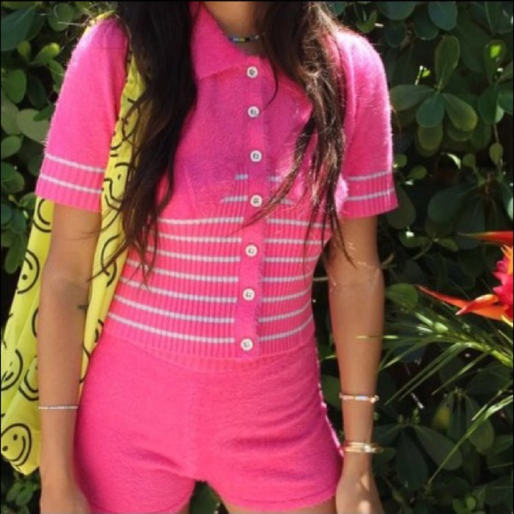 House of sunny knit polo two piece set
